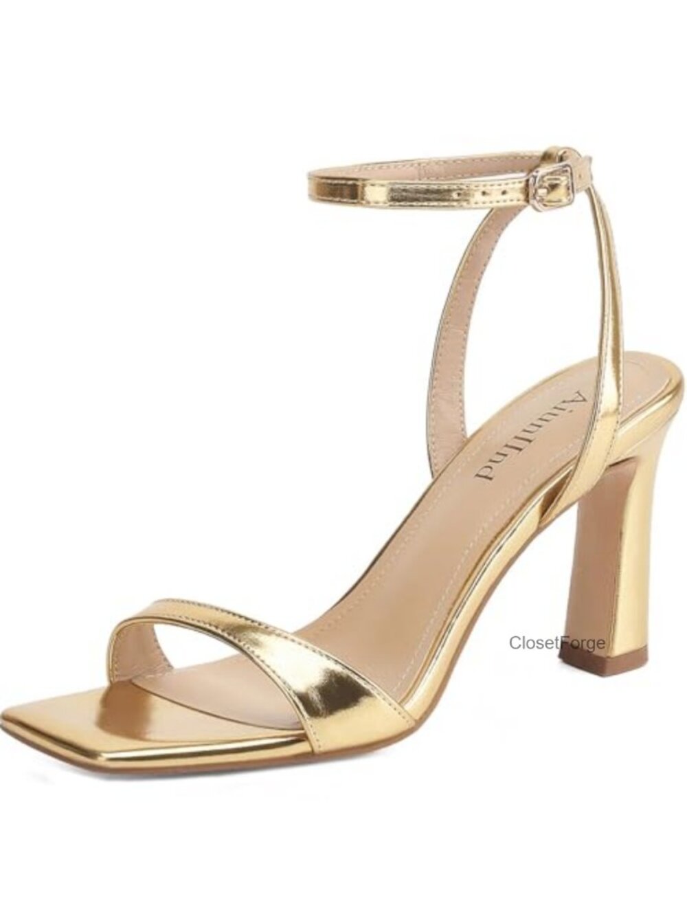 Women's Square Open Toe Block Heeled Sandals Ankle Strap 3.3 inch